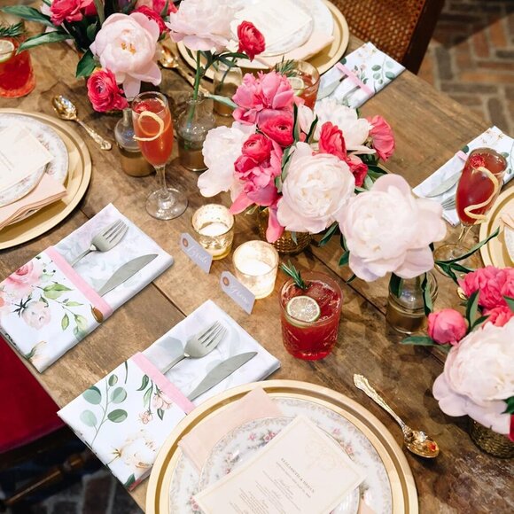 12 Pcs Floral Cloth Napkins 20'' x 20'' Washable Dinner Tea Party Napkins for Ki - Picture 4 of 6